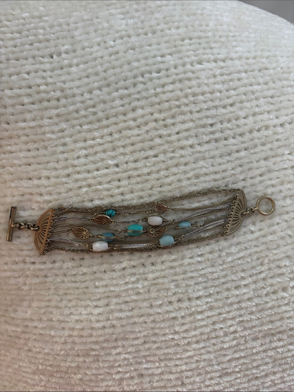 Vintage Turquoise and White Multi-Strand Bracelet
